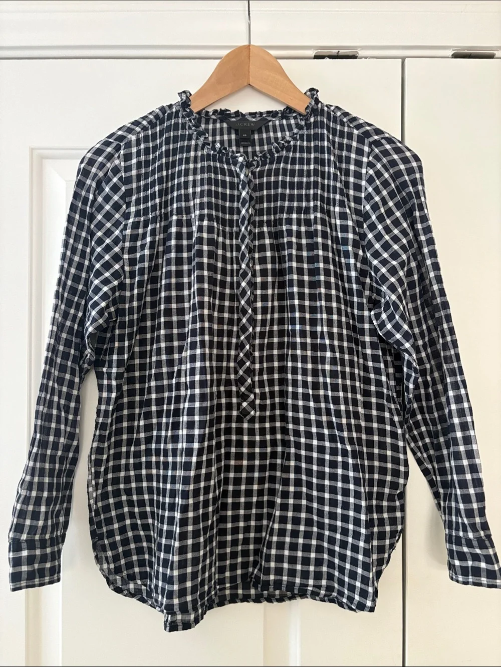 J. Crew Women’s Navy and White Checkered Blouse
